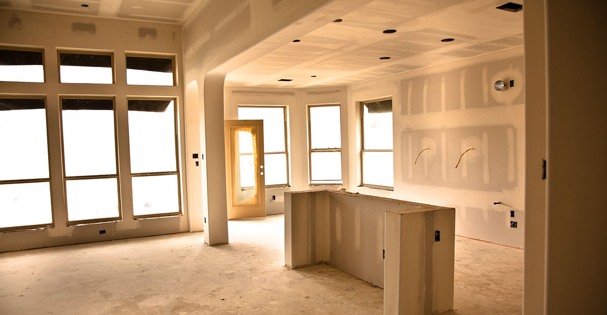 A kitchen under construction